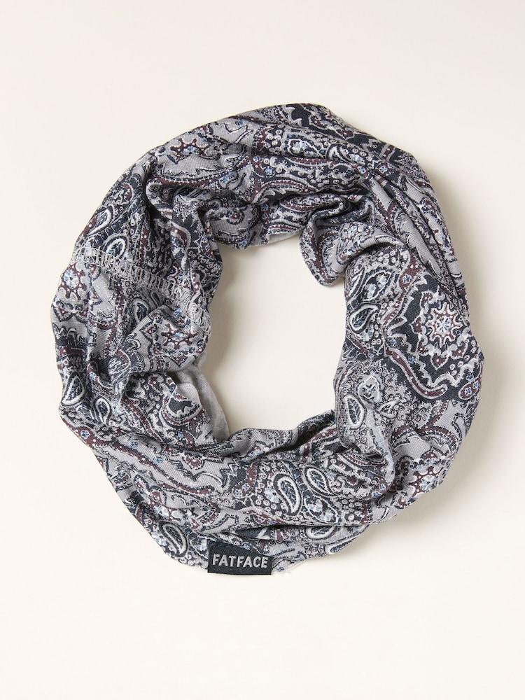 Fat Face Navy Paisley Print Multi Snood