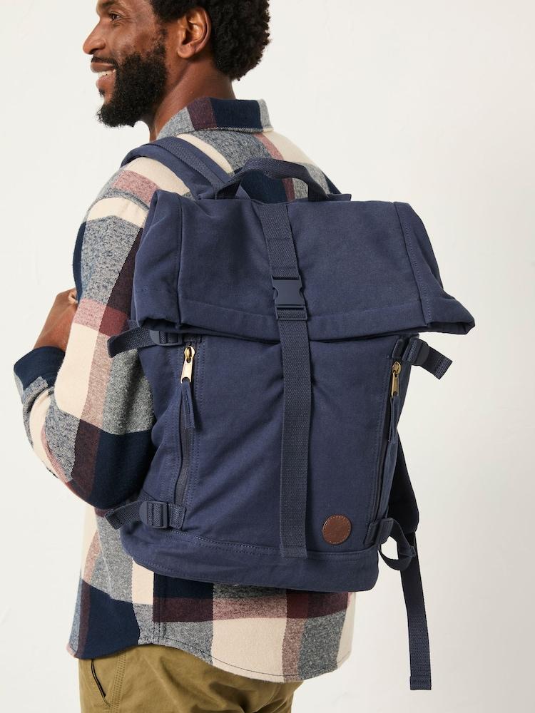Fat Face Navy Roll Top Backpack