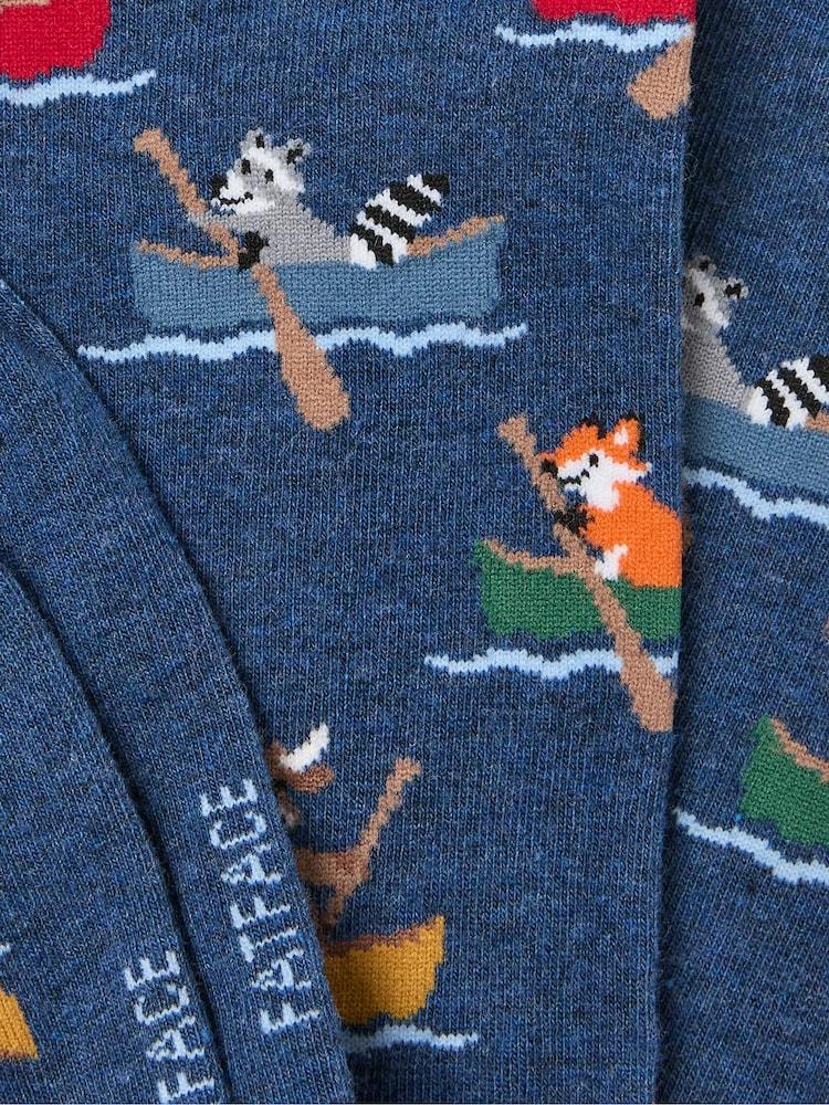 fat face Navy Rowing Animals Socks