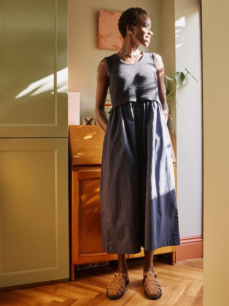 Fat Face Navy Sal Midi Dress