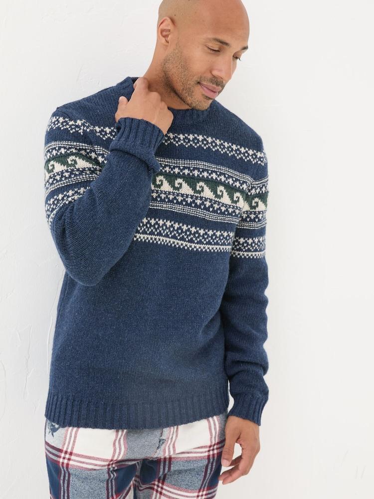 Fat Face Navy Shelter Wave Jumper