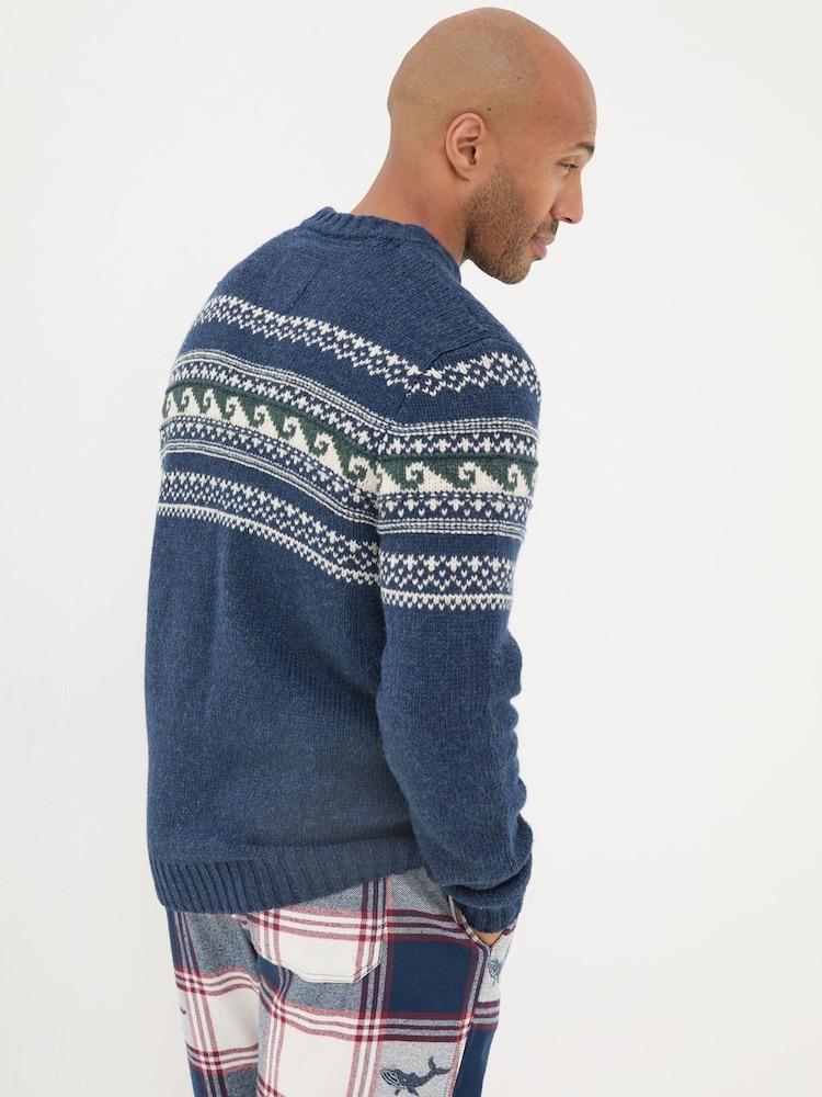 Fat Face Navy Shelter Wave Jumper