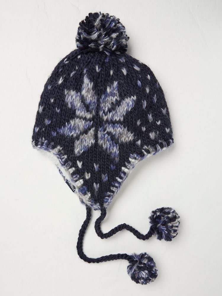 Fat Face Navy Snowflake Trapper Hat