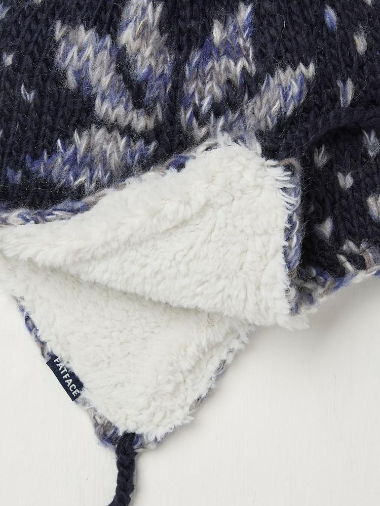 fat face Navy Snowflake Trapper Hat