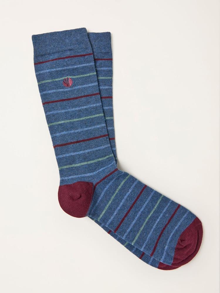 Fat Face Navy Striped Socks