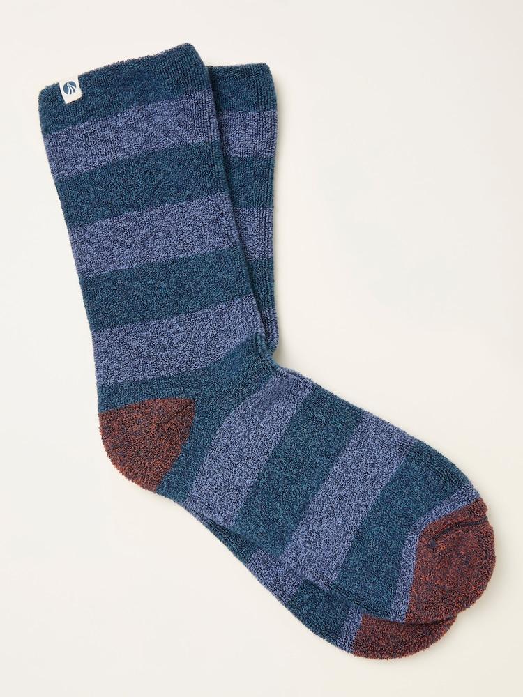 Fat Face Navy Striped Thermal Socks