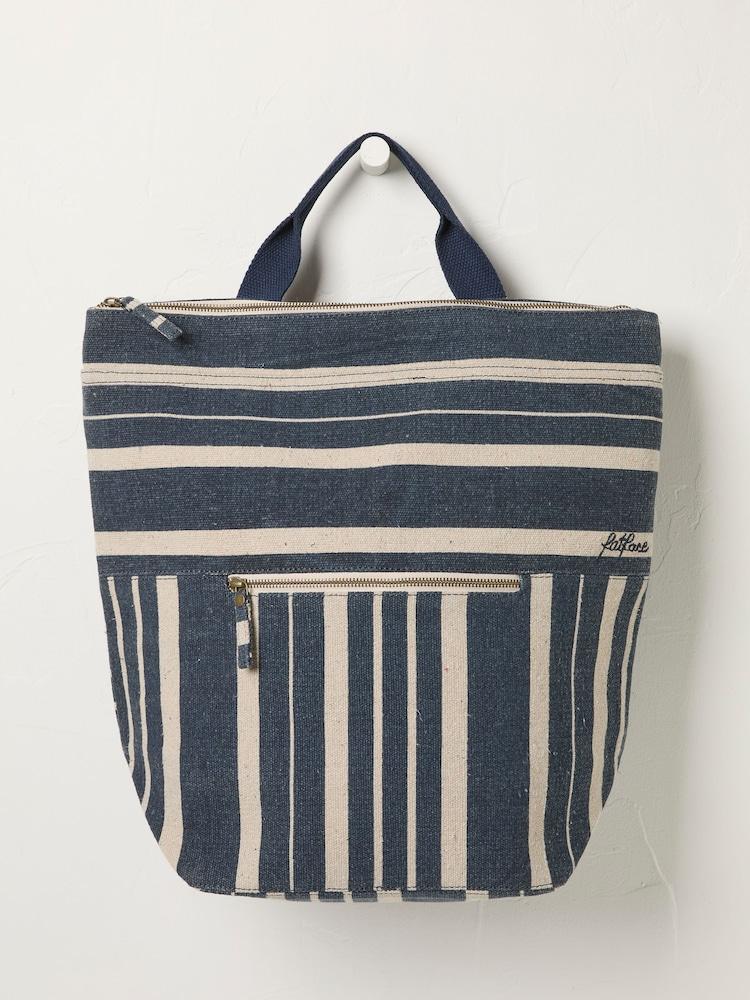 Fat Face Navy Striped Woven Rucksack