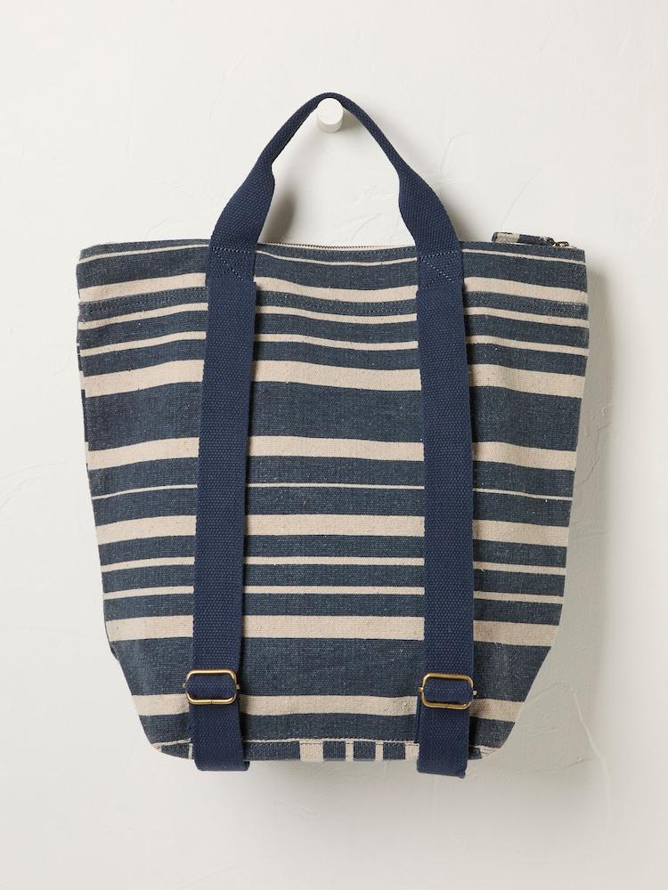 fat face Navy Striped Woven Rucksack
