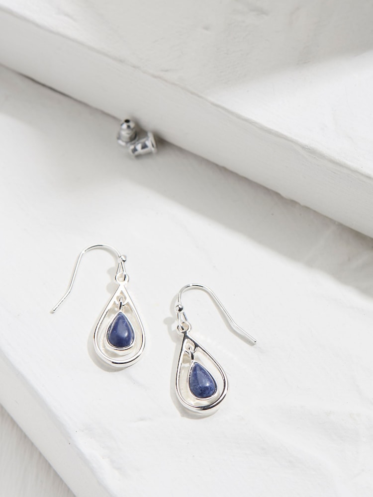 Fat Face Navy Tear Drop Earrings