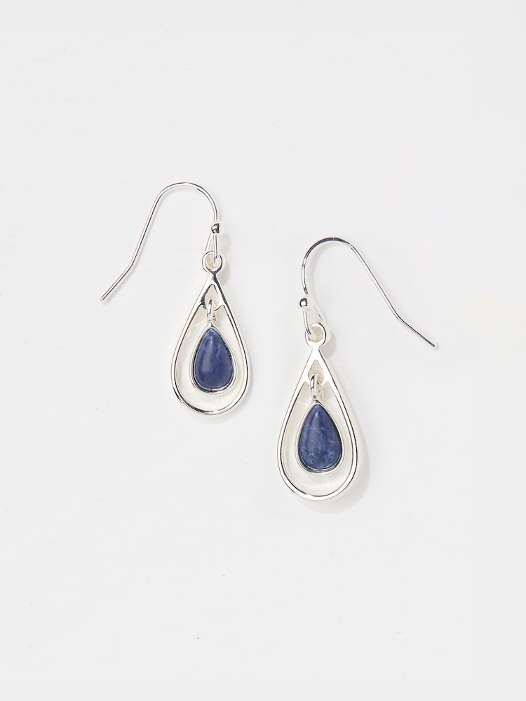 fat face Navy Tear Drop Earrings