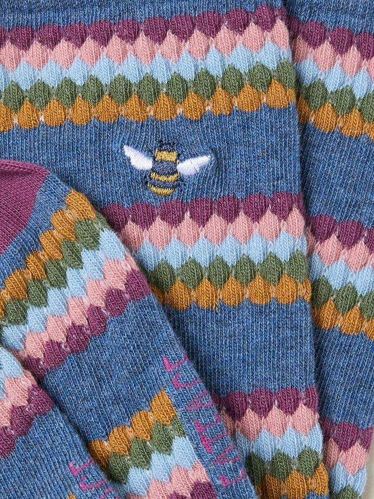 Fat Face Navy Textured Bee Socks