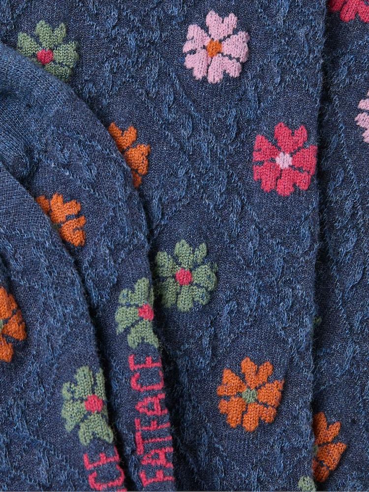 Fat Face Navy Textured Floral Socks