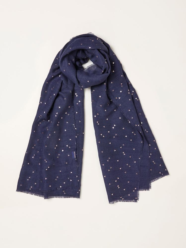 Fat Face Navy Triangle Foil Print Scarf