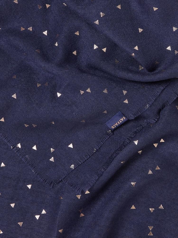 Fat Face Navy Triangle Foil Print Scarf