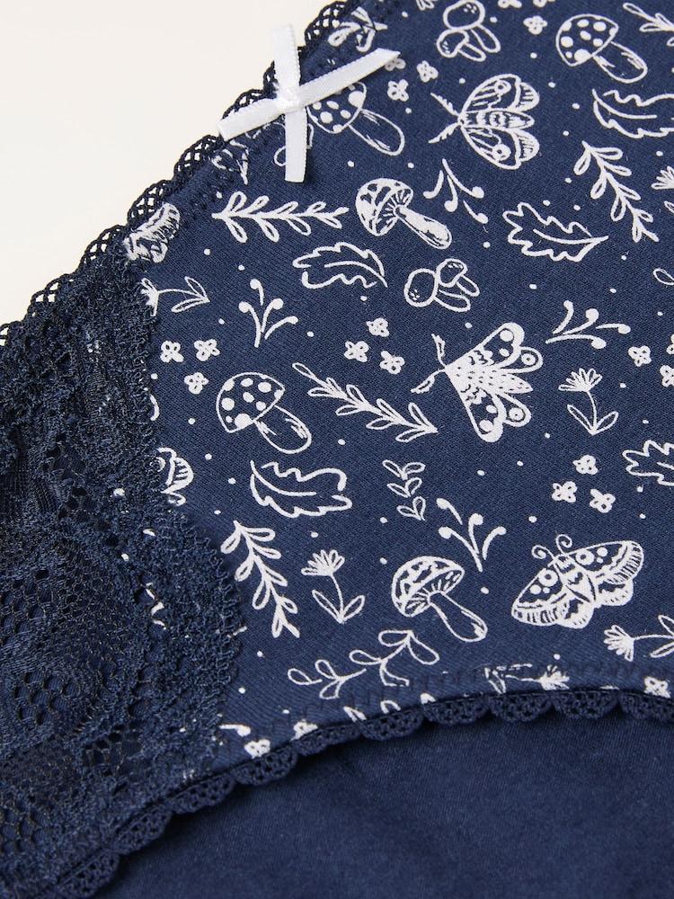 fat face Navy Woodland Print Classic Knickers