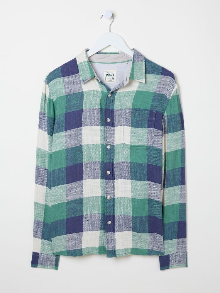 fat face Neath Dusky Green Long Sleeve Check Shirt