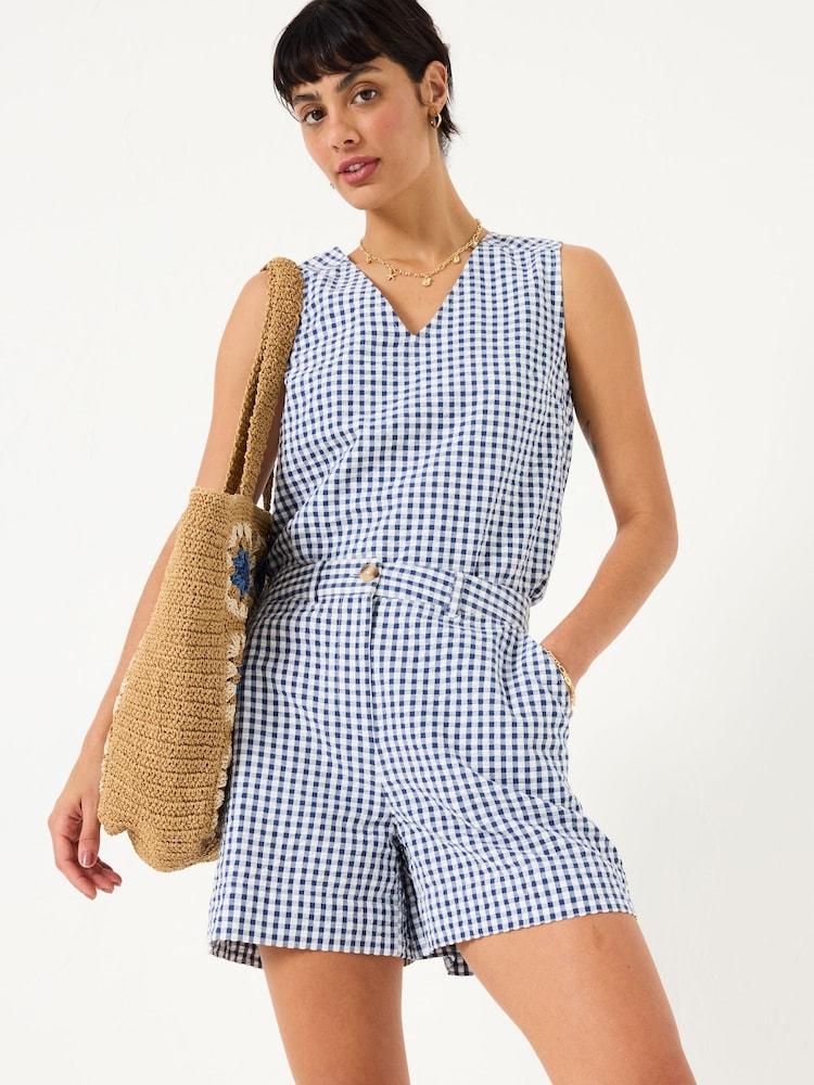 Fat Face Nell Navy Gingham Shorts