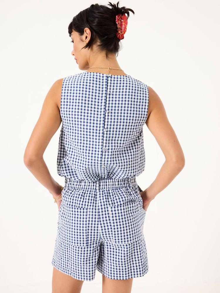 Fat Face Nell Navy Gingham Shorts
