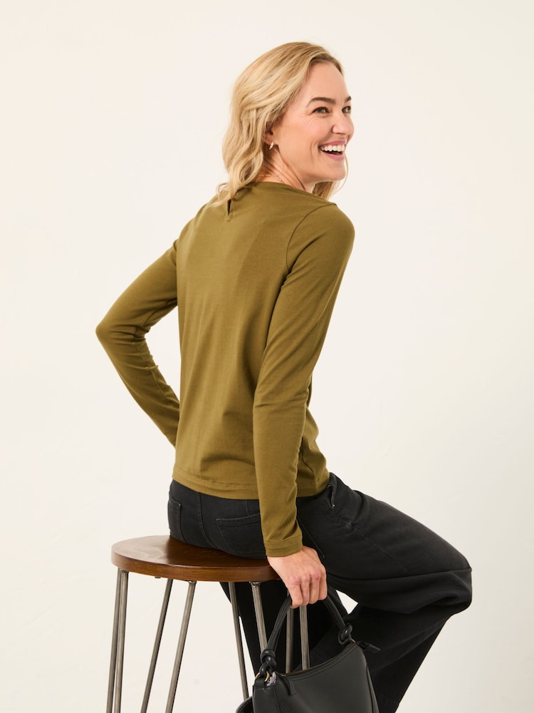 Fat Face Nell Olive Green Long Sleeve Top