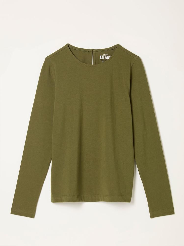fat face Nell Olive Green Long Sleeve Top