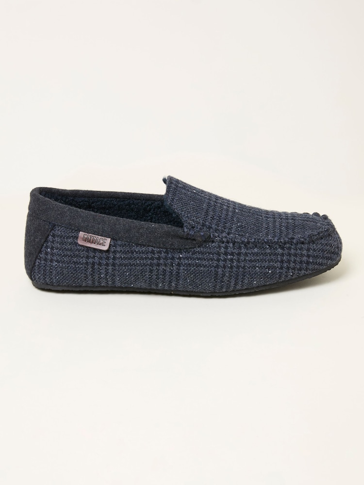 Fat Face Noah Navy Check Moccasin