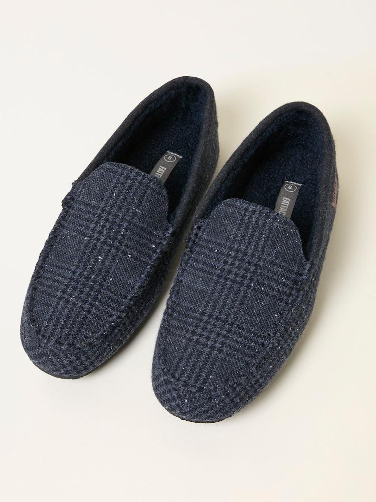 Fat Face Noah Navy Check Moccasin