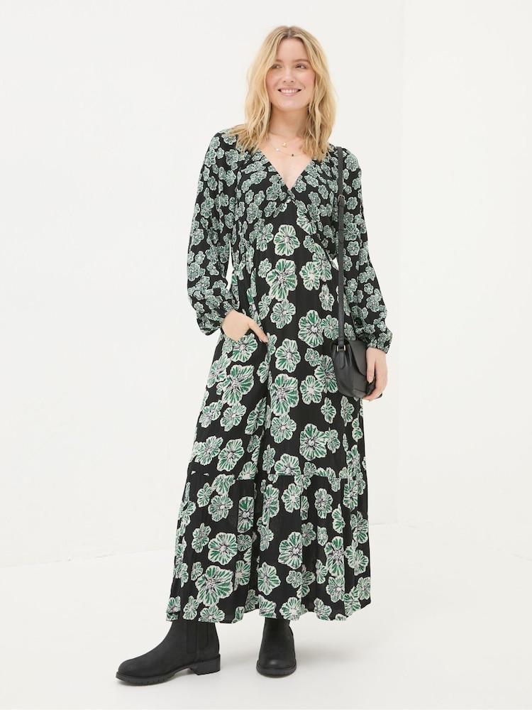Fat Face Noelle Black Spaced Floral Midi Dress