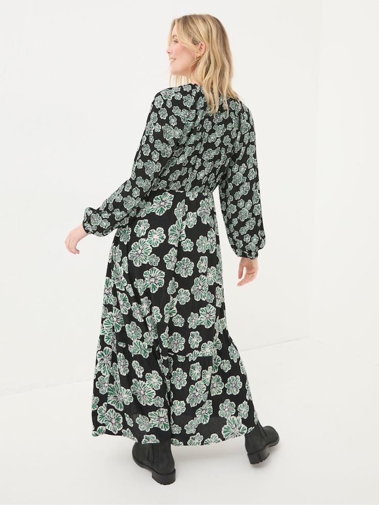 Fat Face Noelle Black Spaced Floral Midi Dress