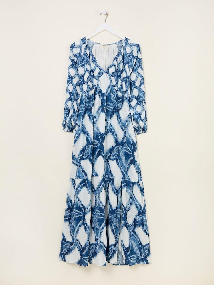 fat face Noelle Indigo Blue Water Leaf Maxi Dress