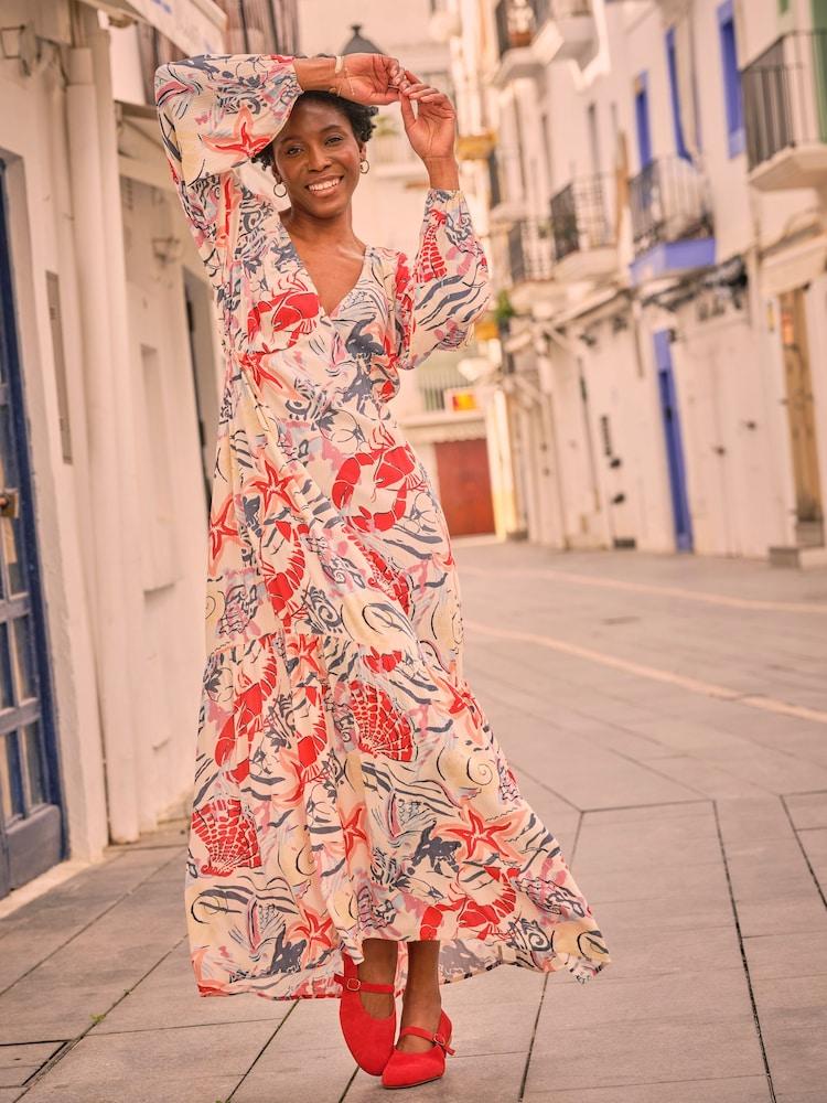 Fat Face Noelle Ivory Sea Scene Maxi Dress