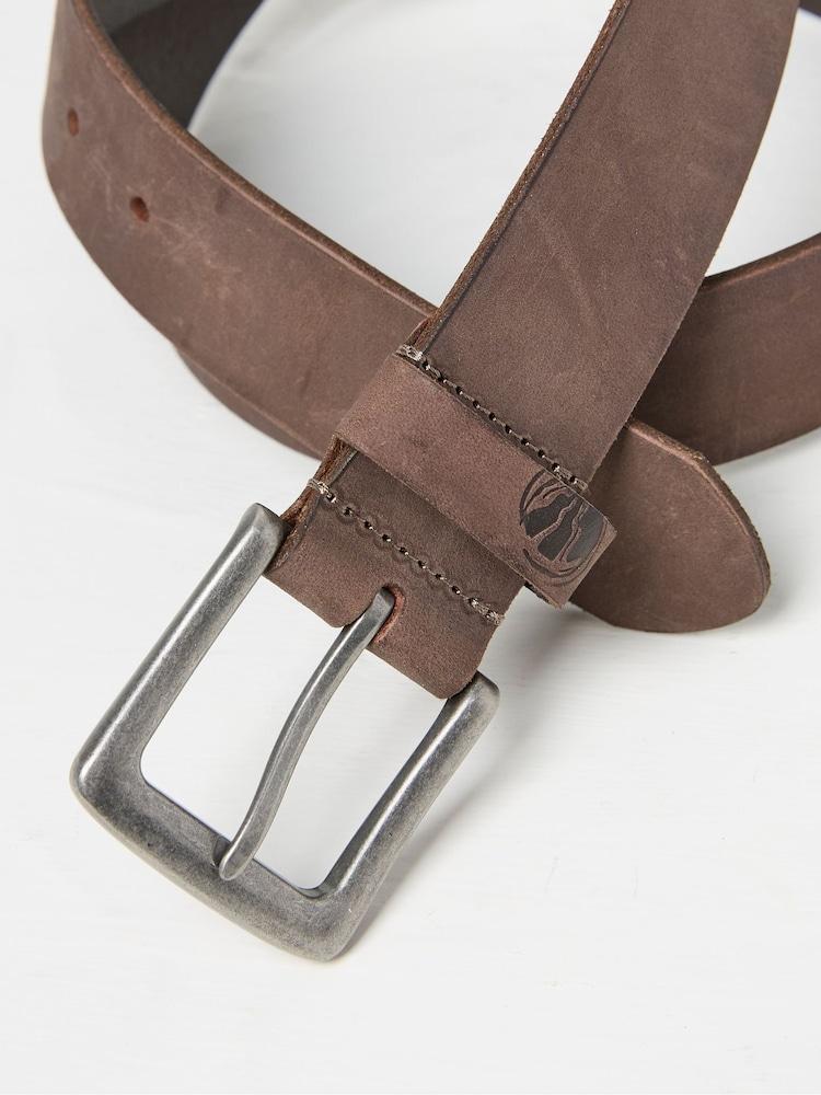 Fat Face Nubuck Brown Leather Belt