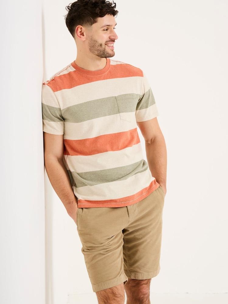 Fat Face Oatmeal Block Stripe Tshirt