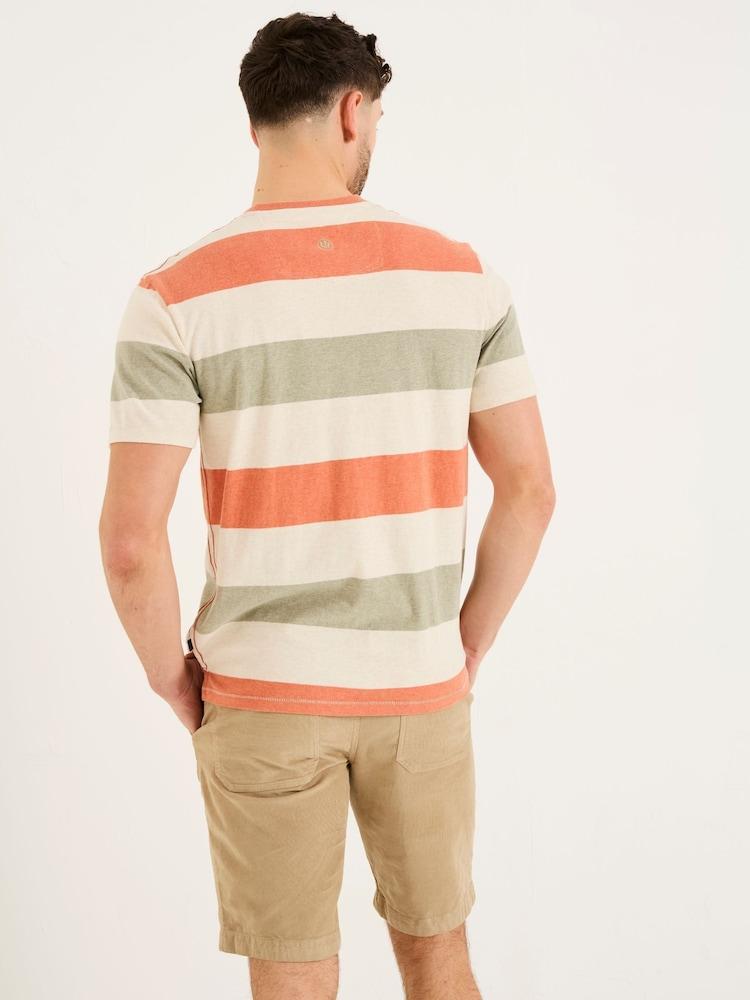 Fat Face Oatmeal Block Stripe Tshirt