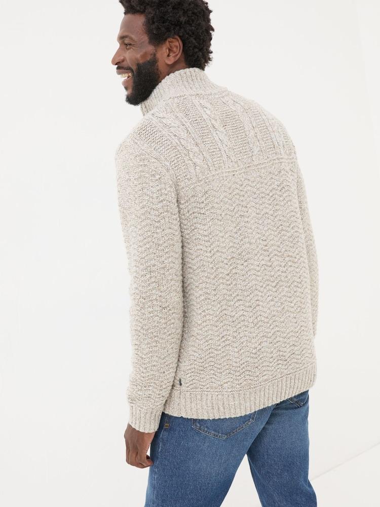 Fat Face Oatmeal Funtley Half Neck Jumper