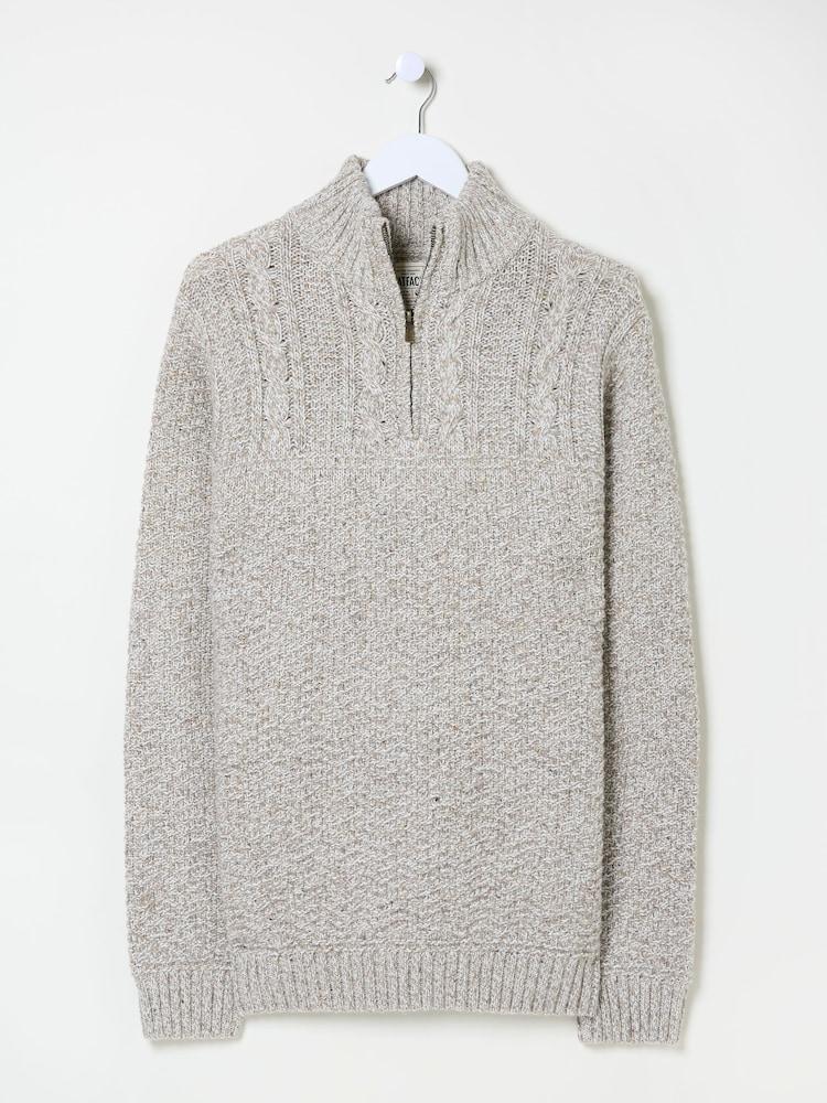 fat face Oatmeal Funtley Half Neck Jumper
