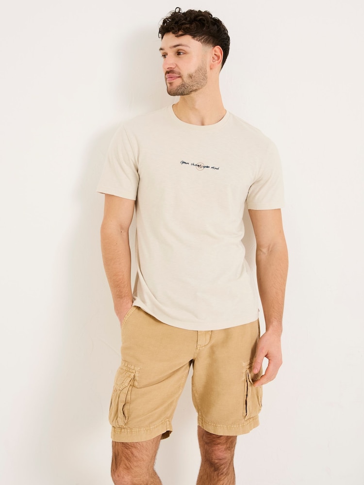 Fat Face Oatmeal Open Shores Graphic Tshirt