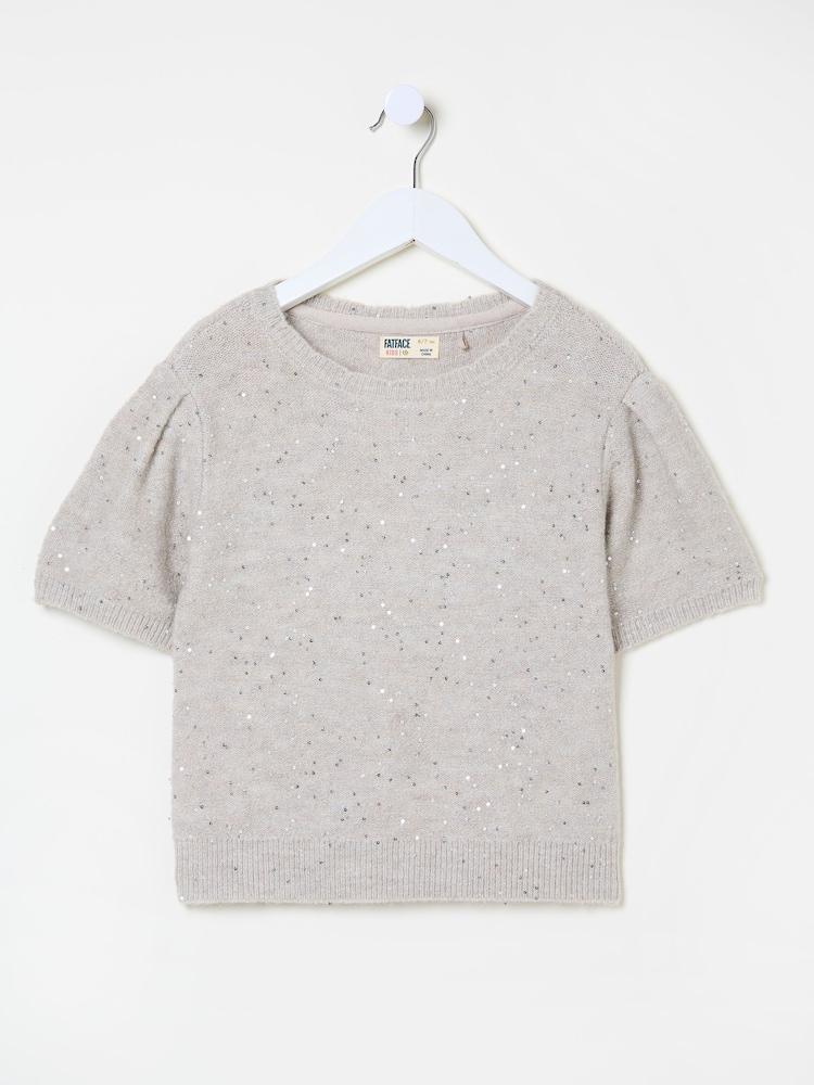 fat face Oatmeal Sequin Knitted Top