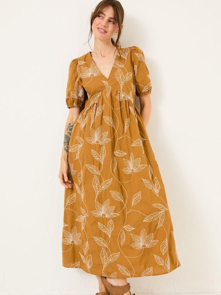 Fat Face Ochre Yellow Remi Midi Dress