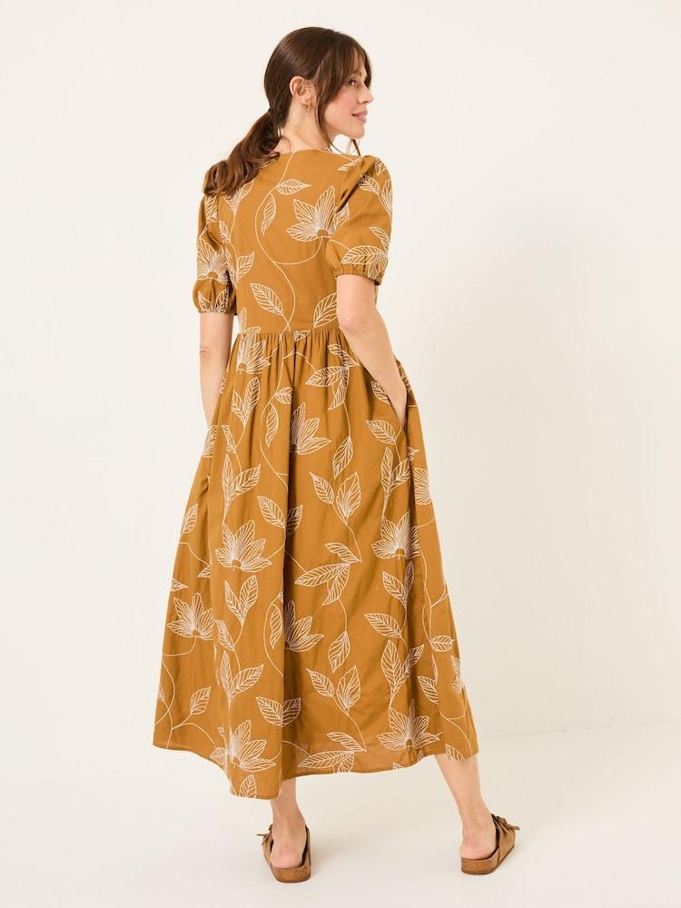 Fat Face Ochre Yellow Remi Midi Dress