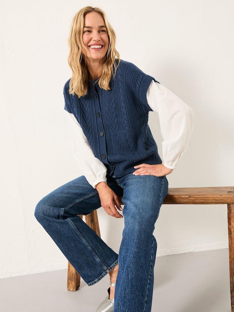 Fat Face Odette Navy Button Front 2 In 1