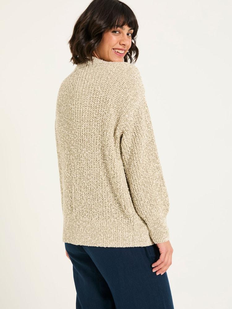 Fat Face Olive Natural Knitted Tape Yarn Cardigan