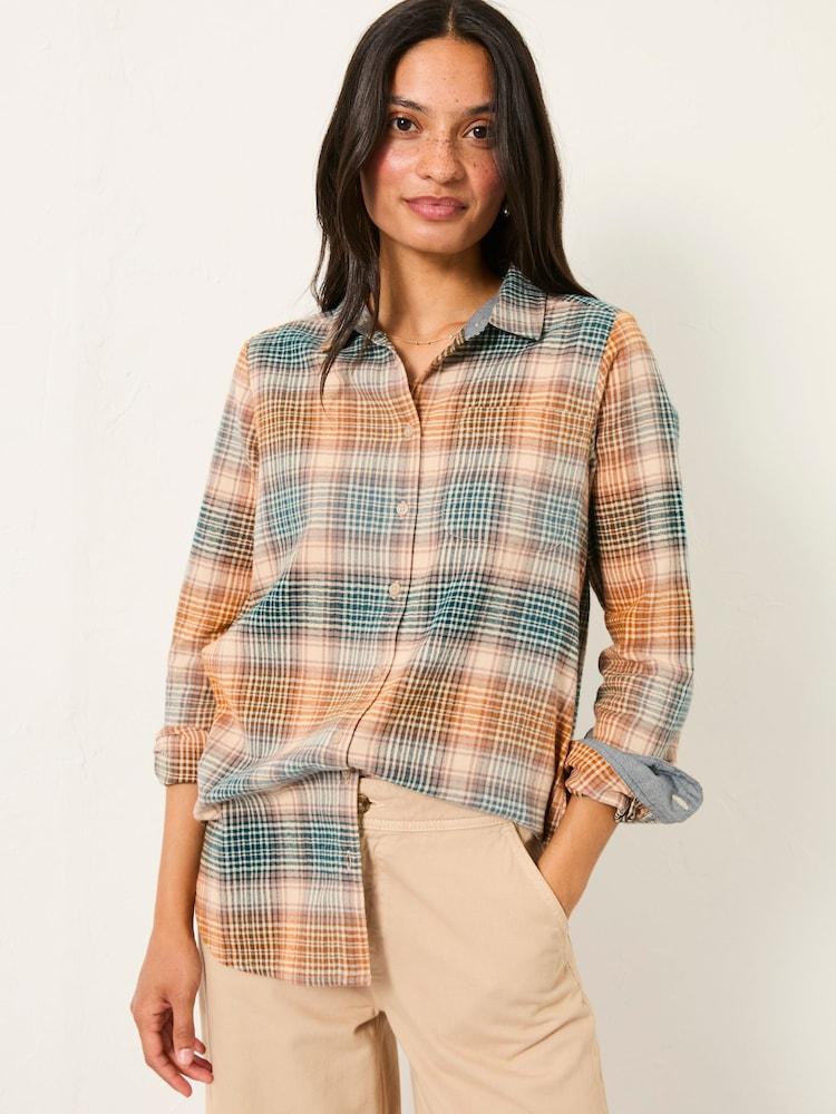 Fat Face Olivia Tan Brown Check Shirt