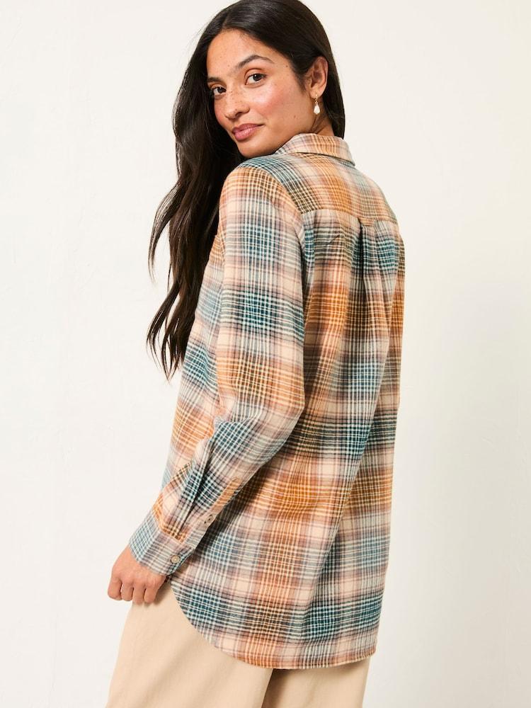 Fat Face Olivia Tan Brown Check Shirt