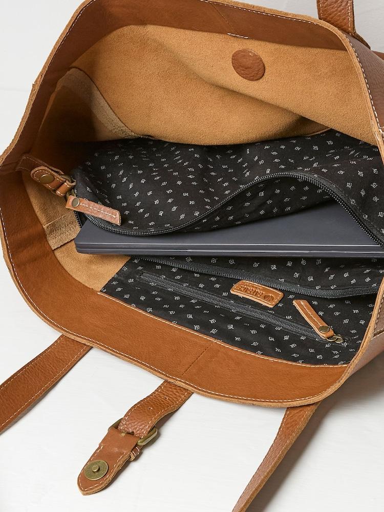 Fat Face Olivia Tan Brown Leather Tote Bag