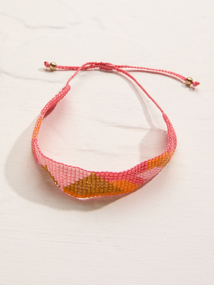 Fat Face Orange Adjustable Woven Bracelet