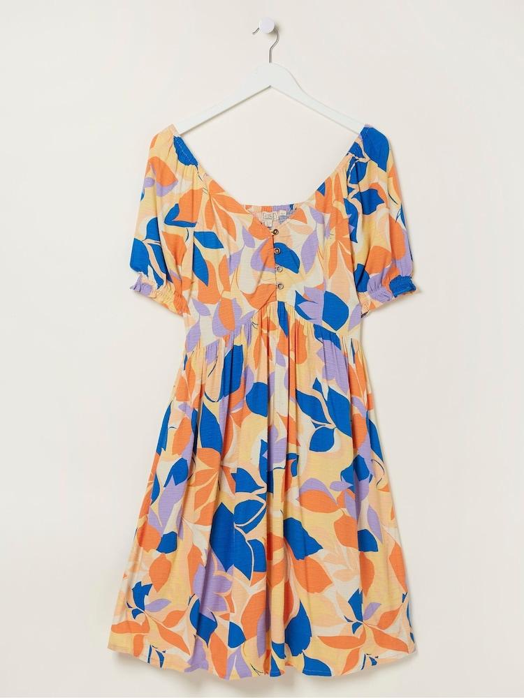 fat face Orange Aideen Stencil Floral Dress