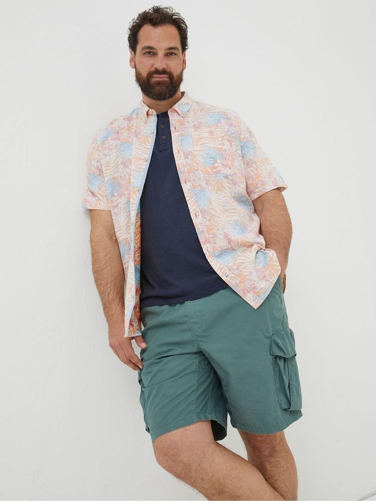 Fat Face Orange Fently Palm Print Shirt