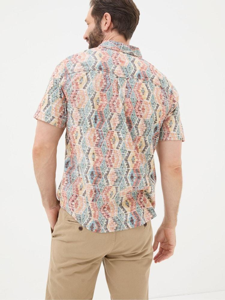Fat Face Orange Hexagon Tile Print Shirt