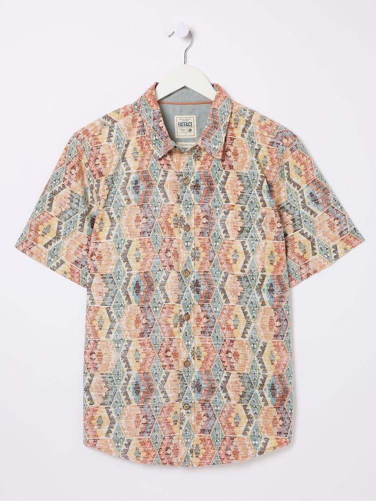 fat face Orange Hexagon Tile Print Shirt