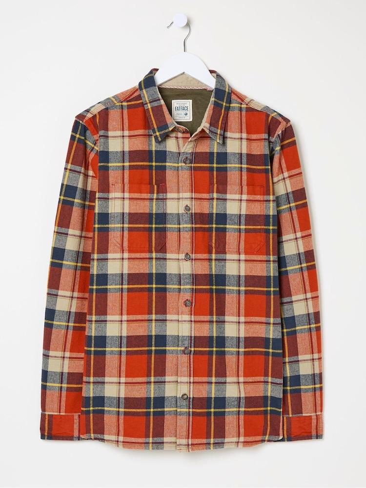 fat face Orange Long Sleeve Blake Check Shirt